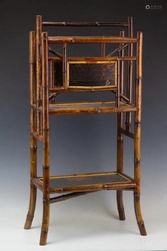 Antique Chinese Lacquer Bamboo Magazine Rack Stand