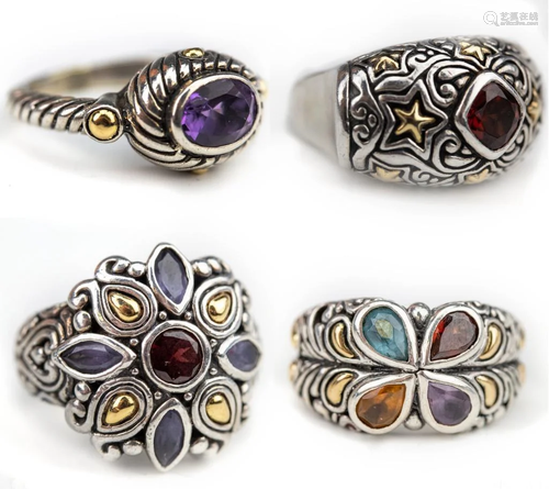 Lot 4 Samuel Benham Sterling & 18k Gemstone Rings