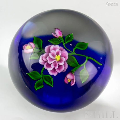 Victor Trabucco 1985 Floral Art Glass Paperweight