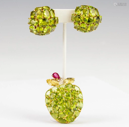 Kanaris 18k Peridot Diamond Tourmaline Jewelry Set