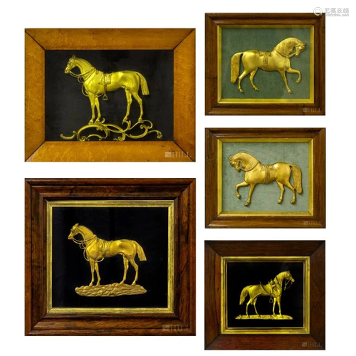 Lot 5 19c English Dore Bronze Horse Relief Plaques