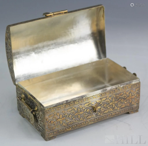 Antique Persian Floral 800 Silver Chest Box 574 gr