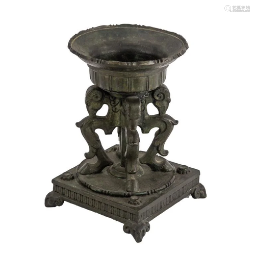 Oscar Bach Bronze Rams Head Garniture Tazza Base