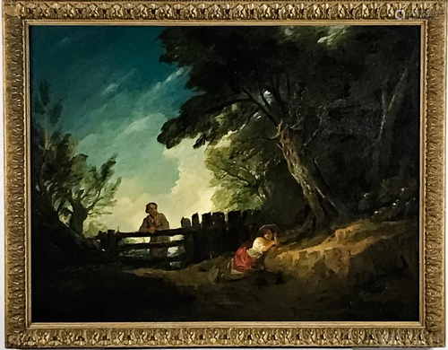 19C Pastoral Landscape Painting attr Thomas Barker