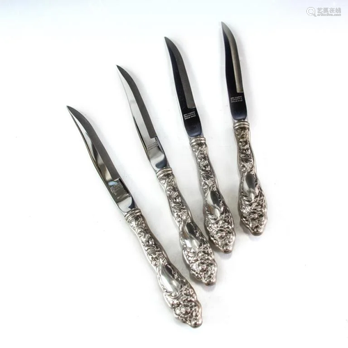 4 Reed & Barton Love Disarmed Silver Steak Knives