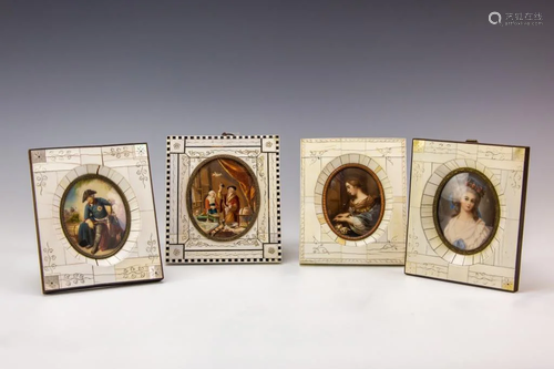 LOT 4 Antique Miniature Fine Hand Painted Portrait