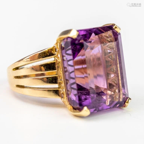 Vintage 14k Gold Amethyst Gemstone Cocktail Ri…