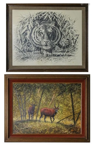 2 Bo Newell American Oil Painting & Pencil Drawing