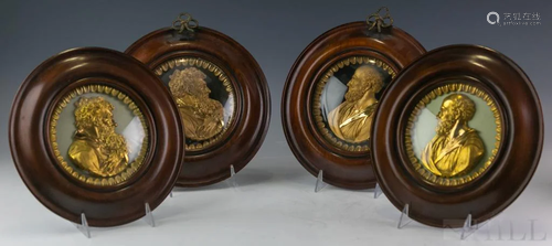 4 Victorian Relief Ormolu Portrait Bust Plaques