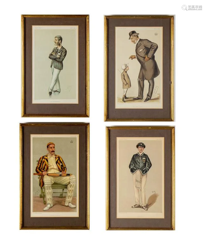 LOT 4 Vanity Fair Antique Figural Colored Prints