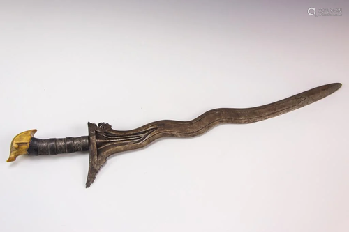 Lot 2 Indonesian Kris Knife Sword w/ Small Dagger