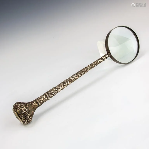 Old Hand Made Sterling Silver Repousse Magnifier