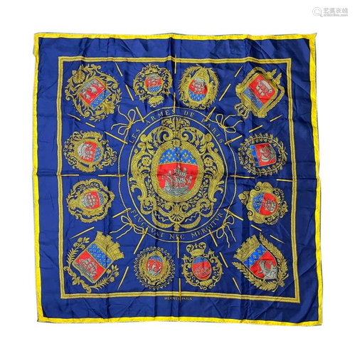 Hermes Les Armes De Paris Twill Carre Silk Scarf