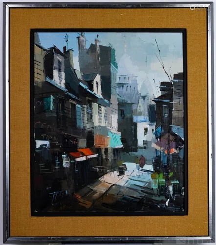 MCM Modern French Montmarte Cityscape Oil Paint…