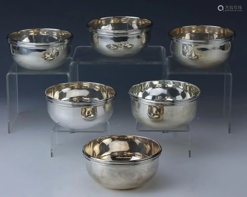 6 Tane Mexican 925 Sterling Silver Bowls 1295g