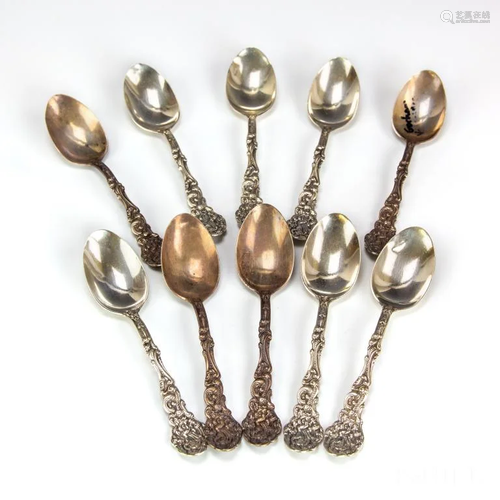 Set 10 Gorham Versailles Sterling Silver Teaspoons