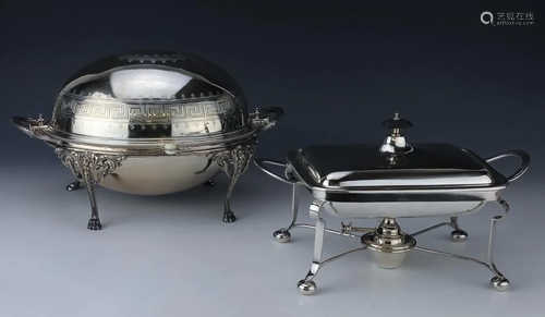 Lot of Silver Plated Revolving Dome Warmer & Tray