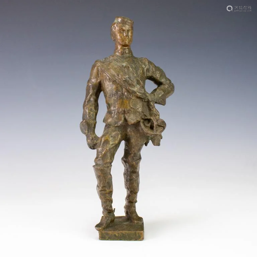 Old Artist Signed French Bronze Soldier Sculpture