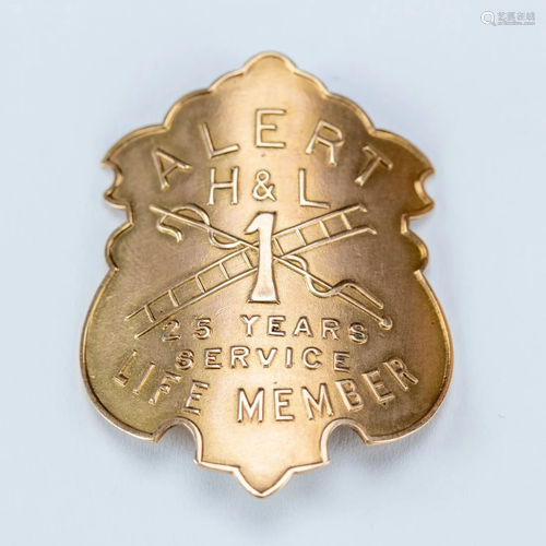 1905 14k Alert H&L Fire Rescue Department Badge