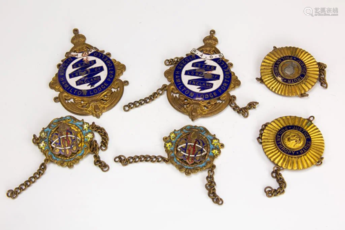 Collection of 6 Champleve Enamel Grand Lod…