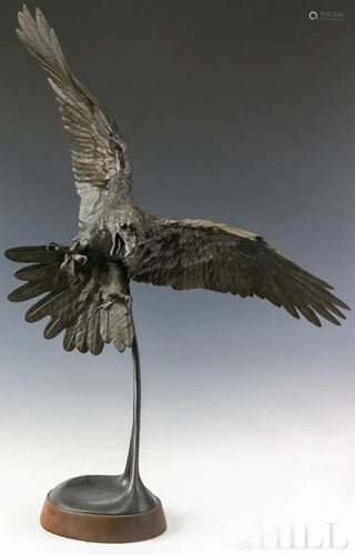 William Hald b 1948 Free Bald Eagle Bronze Statue