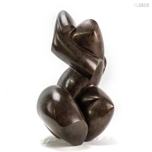Dominique Polles Modernist Nude Bronze Sculpt…