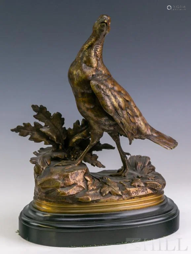 19c Jules Moigniez Bronze Pheasant Bird Sculpture