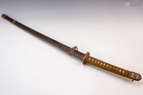 Japanese Meiji Period Mixed Metal Sword w Scabbard