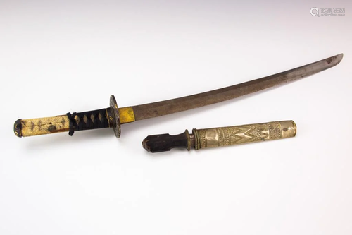 Japanese Meiji Period Mixed Metal Knife Sword