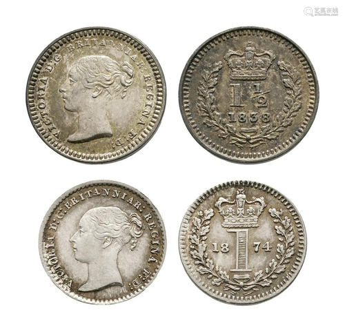 Victoria - 1838/1874 - 1 1/2d & Maundy 1d