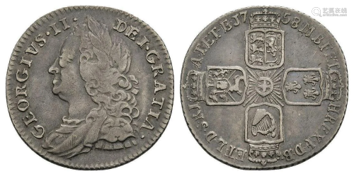 George II - 1758 over 7 - Sixpence