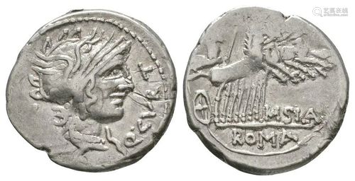 Q Curtius and M Junius Silanus - Denarius