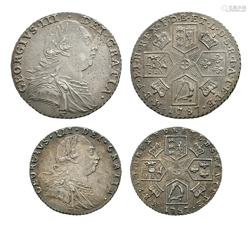 George III - 1787 - 'No Hearts' 1/- & 6d [2]