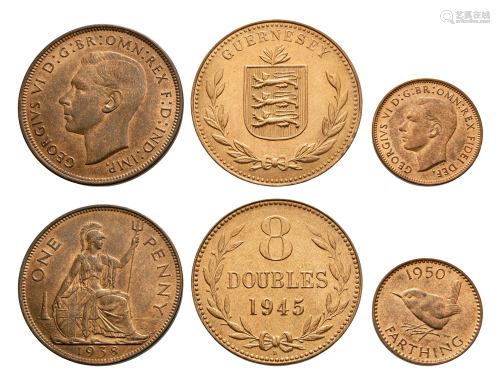 George VI - 1d, 1/4d and Guernsey [3]