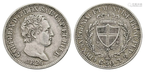 Sardinia - 1826 - 50 Centesimi
