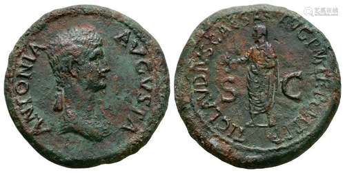 Antonia (under Claudius) - Emperor Standing Dupondius