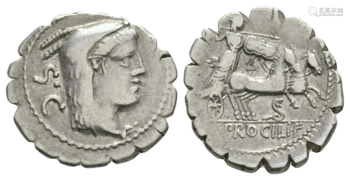 L Procilius L f - Juno Sospita Denarius