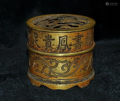 A BRONZE GILT 24KT/GOLD CENSER QING D…