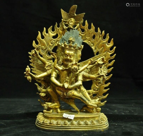 A GILT BRONZE VAJRAKILAYA BUDDHA FIGURE…