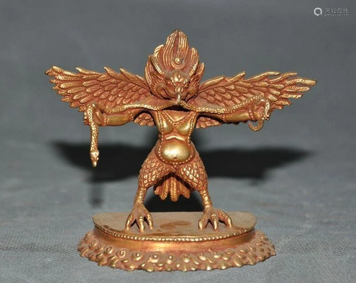 A BRONZE GILT 24KT/GOLD BIRD BUDDHA FI…