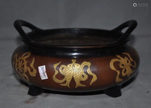 A COPPER GILT EIGHT TREASURES CNSER XUANDE …