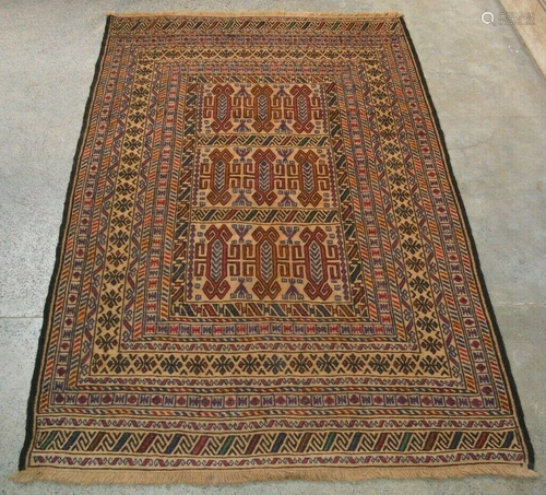 A VINTAGE AFGHANI WOVEN SUZANI KILIM.