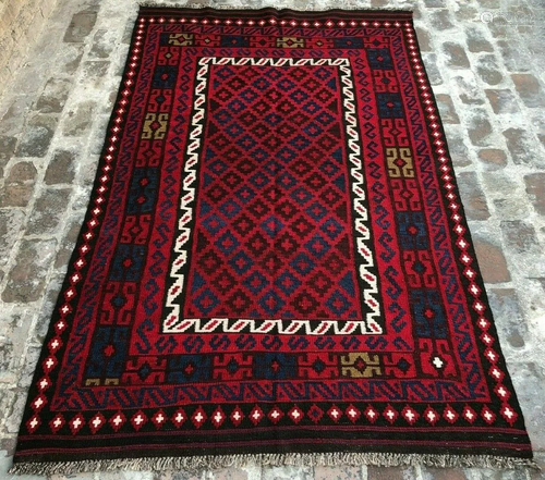 A VINTAGE AFGHANI WOVEN AREA KILIM.