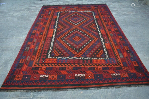 A VINTAGE AFGHANI WOVEN GHALMORI AREA RUG.