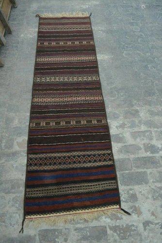 A VINTAGE AFGHANI WOVEN ADRASKAN KILIM RU…