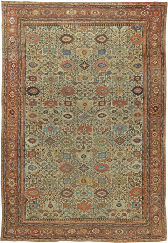 AN-ANTIQUE WOOL SULTANABAD CARPET RUG.