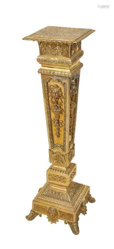 A gilt brass pedestal