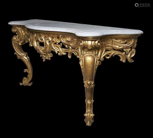 A carved giltwood console table