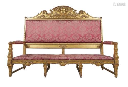 A Continental giltwood hall canape