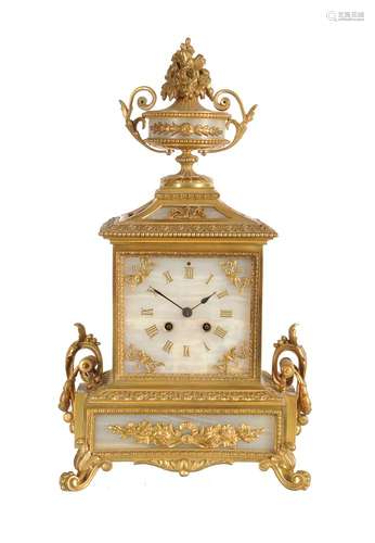 A French gilt brass and onyx mantel clock in the Louis XVI taste